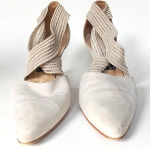 90s Stuart Weitzman White Strapped Pumps